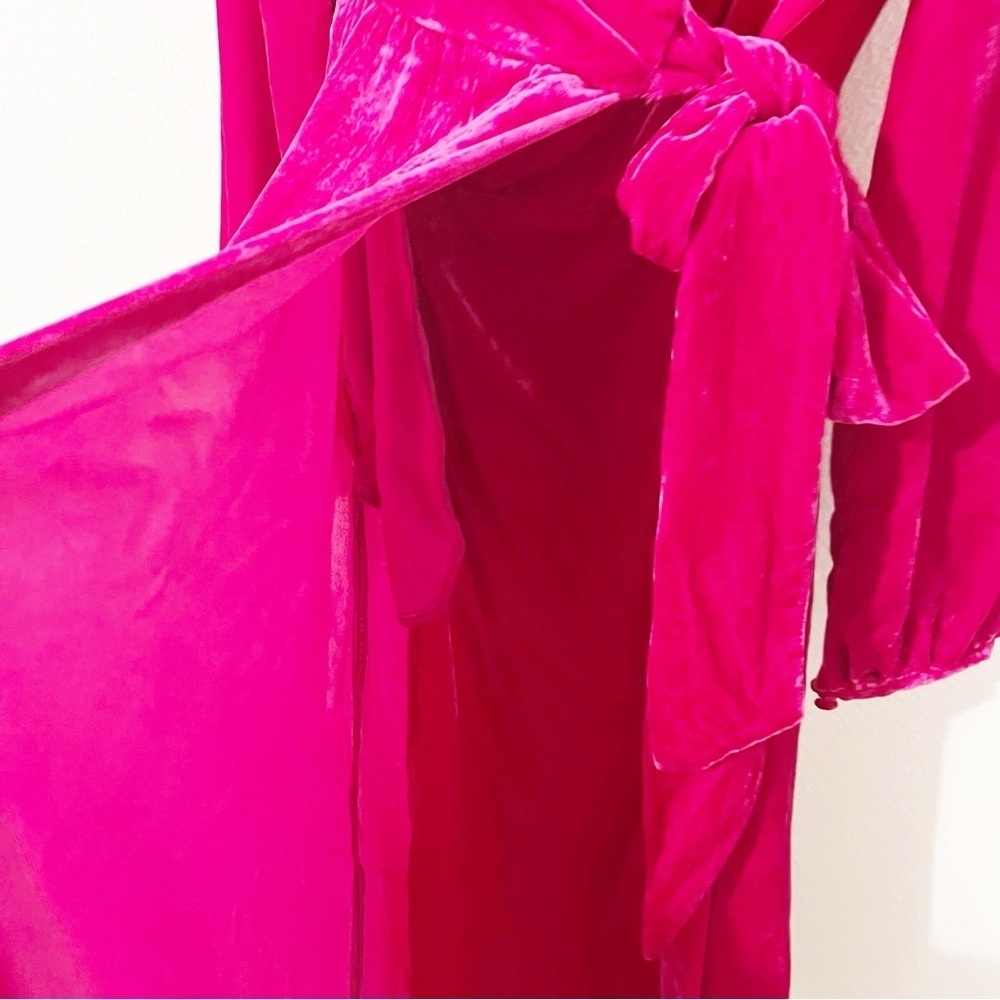 Emilyandfin Luna Wrap Dress Fuchsia Velvet Pink Midi Small S Nwt — image 6 of 8